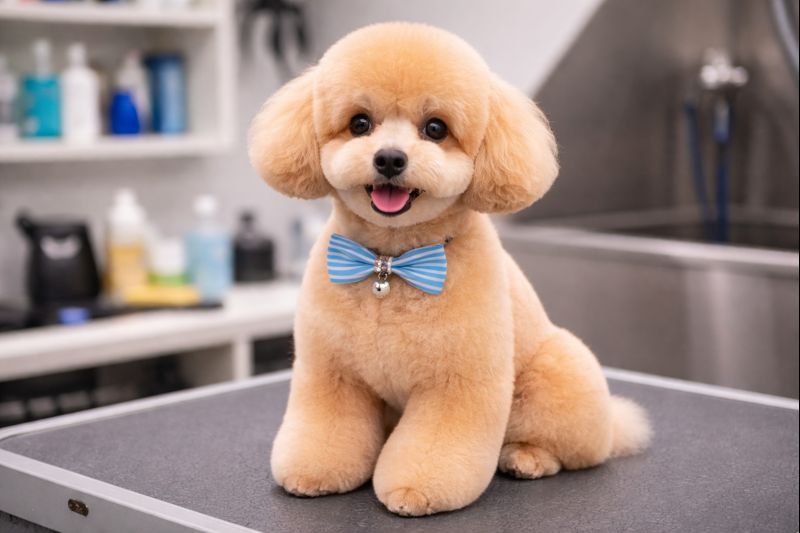 cachorro limpo após banho e tosa profissional
