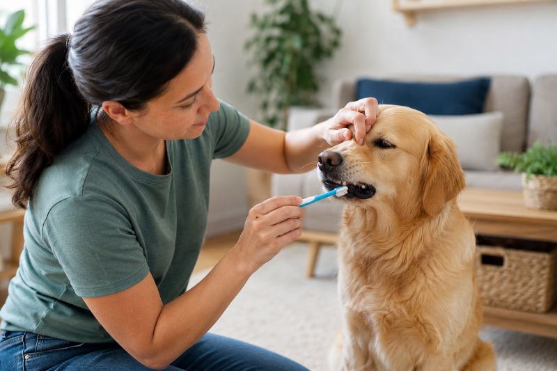 como escovar os dentes do cachorro com segurança
