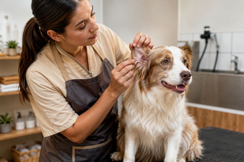 limpeza de ouvido em cães com cuidado profissional