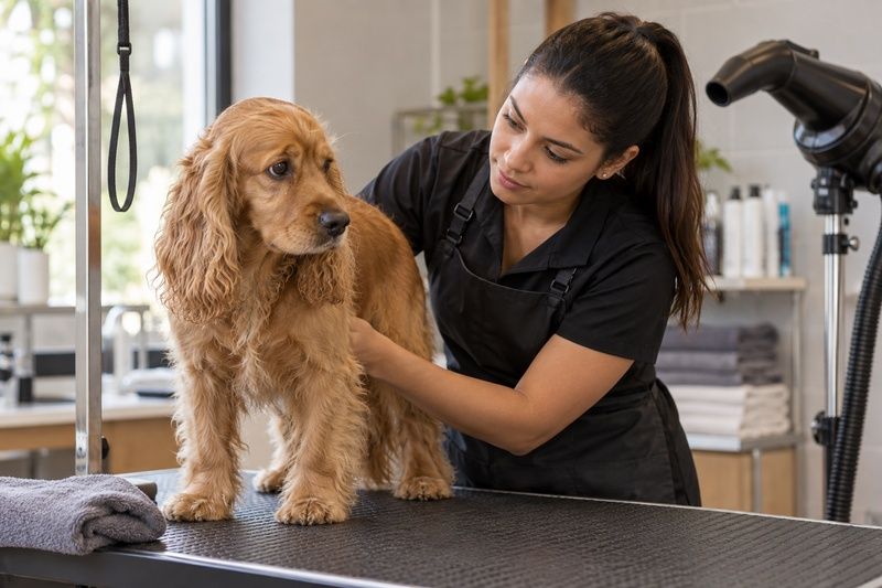 Cachorro apresenta sinais de insegurança na secagem
